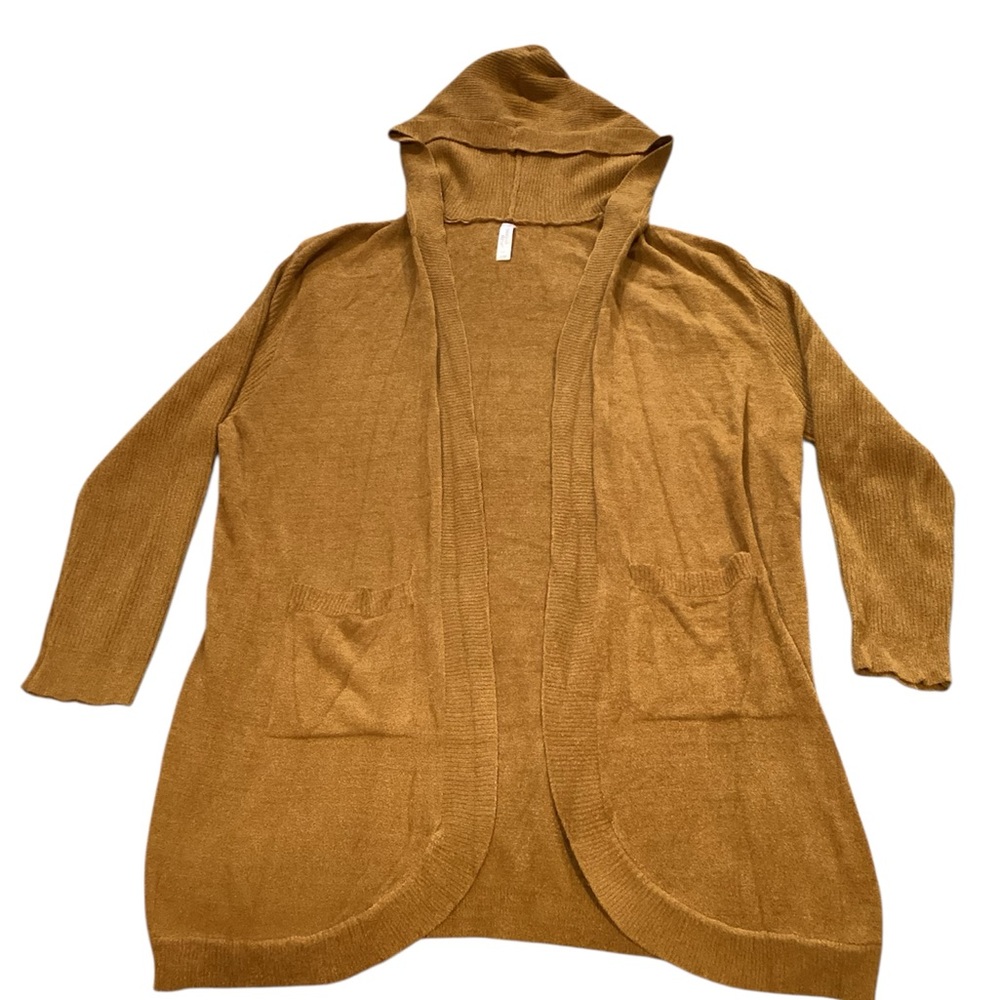 [3] Francesca's Collections Mustard Yellow Hooded‎ Cardigan/tank top/sweats  S/M